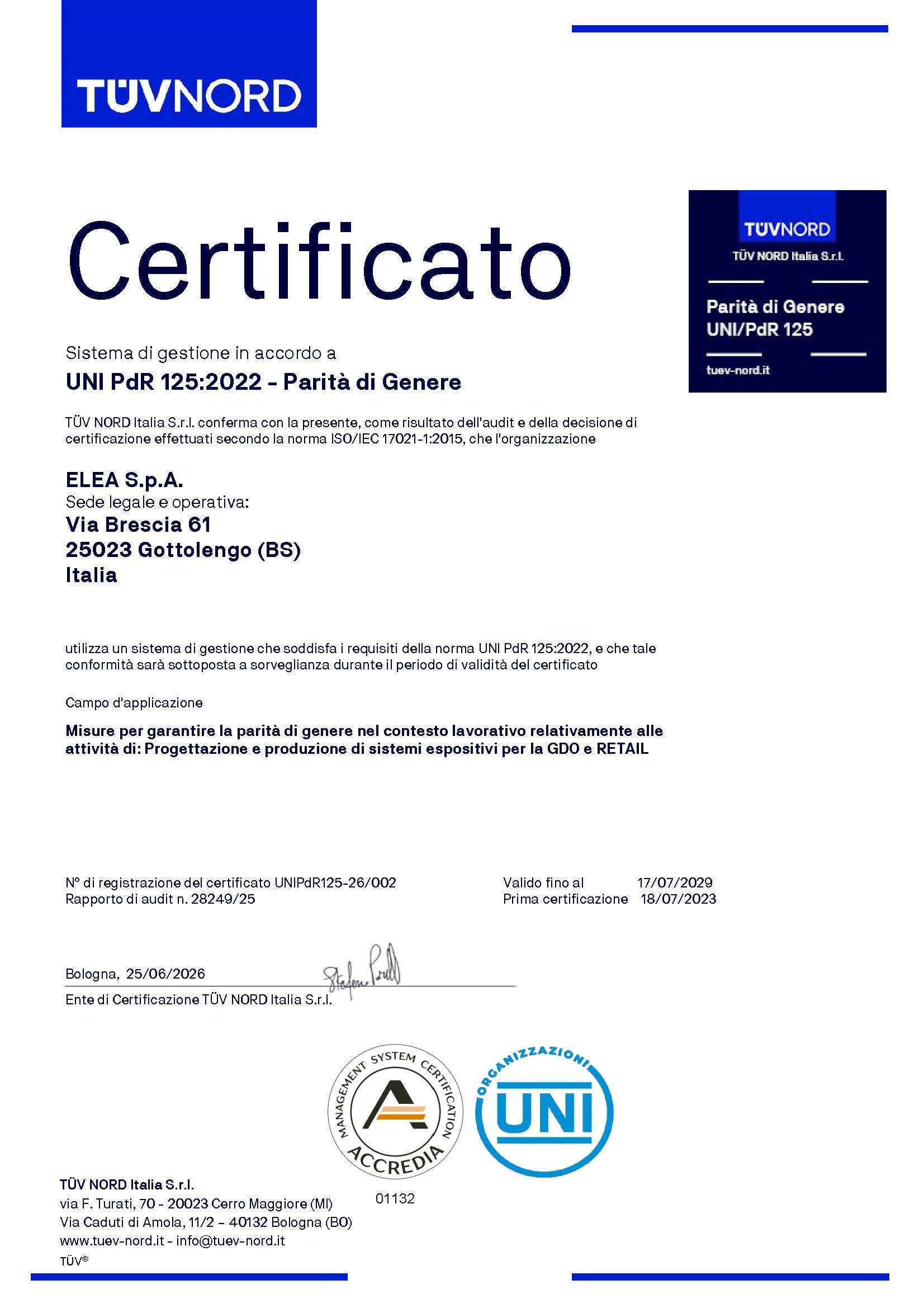 125 PARITA GENERE